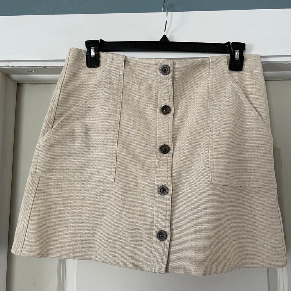 Beige Button-Front Women's Skirt
